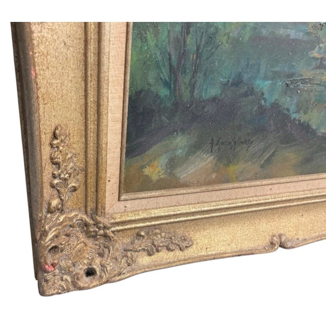 Antique Painting: Pastoral Landscape With Figure by River For Sale In West Palm - Image 6 of 12