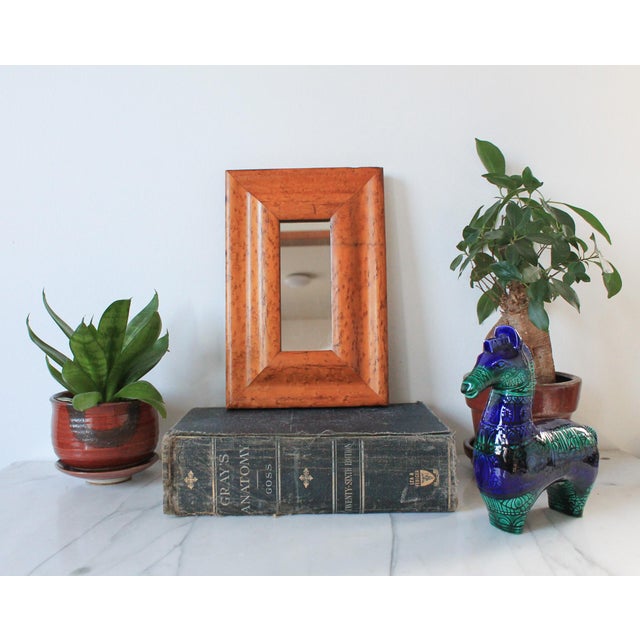 Vintage Birdseye maple rectangular accent wall mirror. Ready to hang. Some age wear to wood and veneer. Pictured.