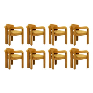 Double Arch Dining Chairs in Mustard Cotton Velvet from Insidherland, Set of 8 For Sale