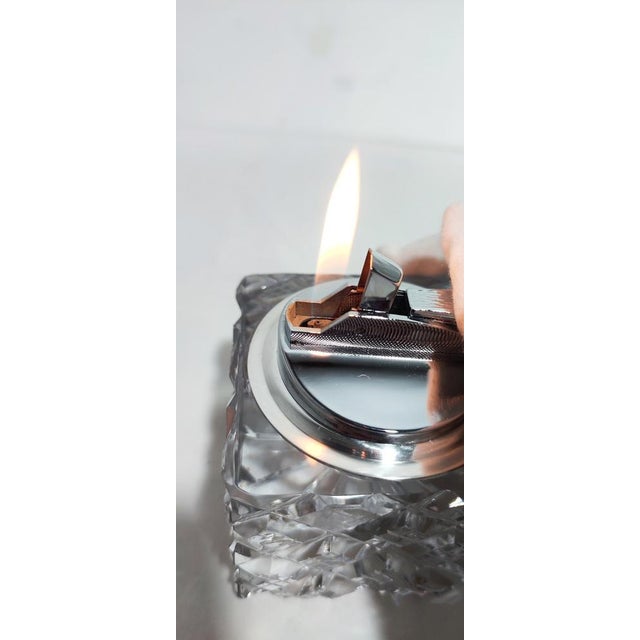 Cut Glass and Silver Lighter, Spain, 1980s For Sale - Image 3 of 7