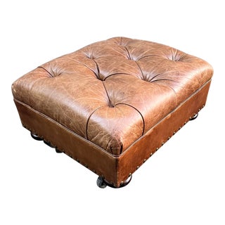 Ralph Lauren Leather Writer’s Ottoman For Sale