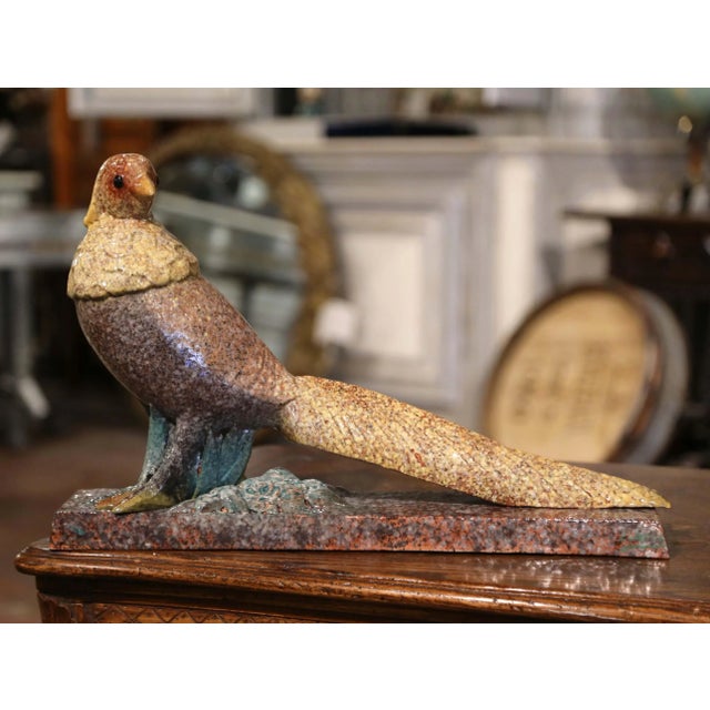 Early 20th Century French Painted Faience Pheasant Sculpture Signed Louis Dage For Sale In Dallas - Image 6 of 12