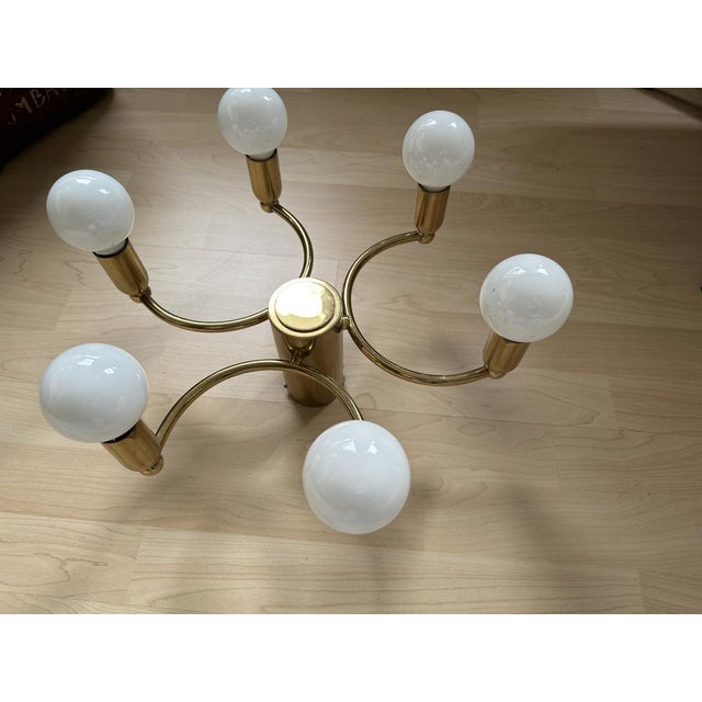 German Gold Metal Ceiling Lamp, 1980s For Sale - Image 5 of 18