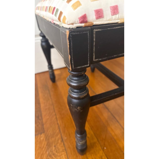 1960s Petite Painted Wood Bench With Upholstered Seat For Sale In Boston - Image 6 of 11