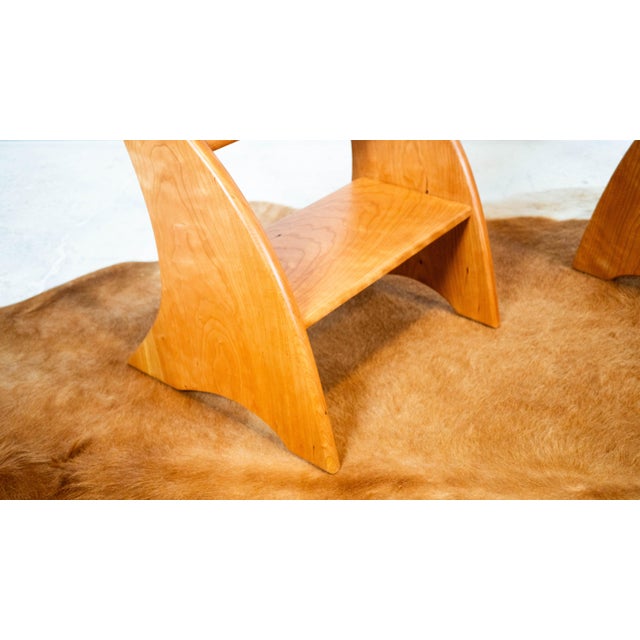 American Studio Cherry Wood Sculptural Library Steps Stool For Sale - Image 15 of 17
