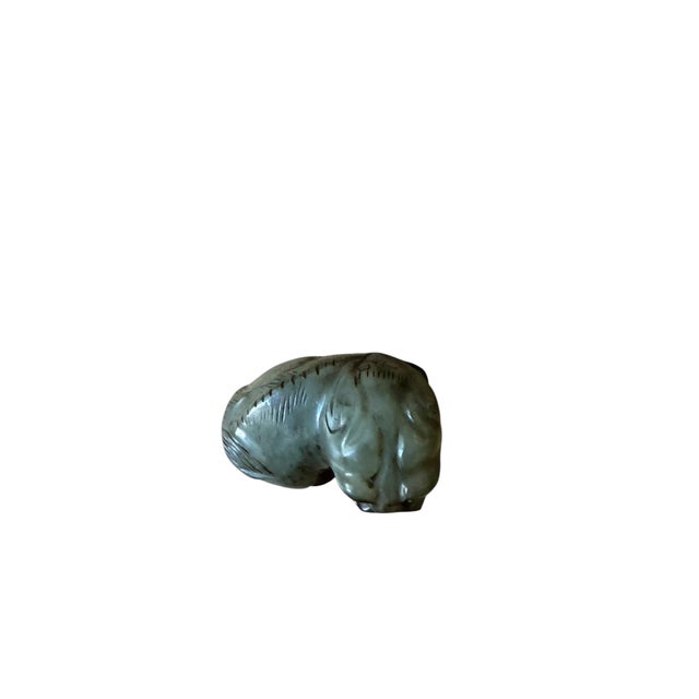 Late 19th Century Late 19th Century Spinach Jade Sculpture of a Guardian Lion. For Sale - Image 5 of 6
