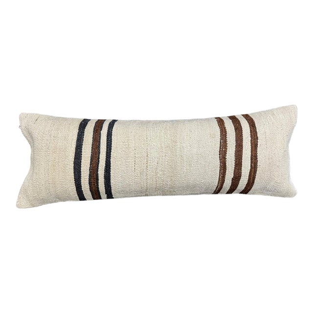 Turkish Hemp Pillow Cushion Natural Beige Brown Cushion Cover 14x40 For Sale