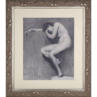 19th Century Antique Neoclassical Female Nude Graphite Drawing For Sale