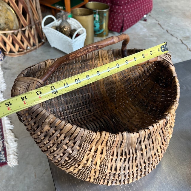 1970s Primitive Butt/Melon Hand Woven Basket For Sale - Image 5 of 7