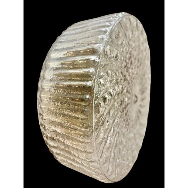 1960s wall or ceiling cristal light. Metal base and round, clear glass shade. 1960-1970. All our lamps are compatible with...