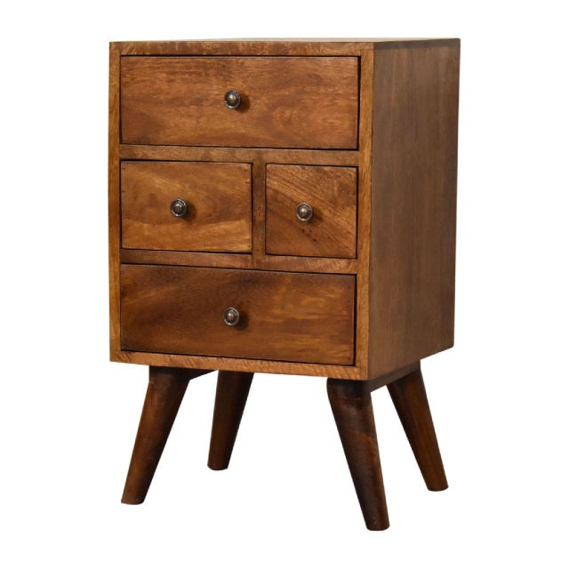 Modern Rustic Mixed Chestnut 4-Drawer Bedside Chest For Sale - Image 3 of 8