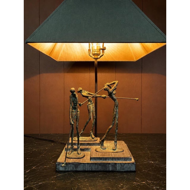 Bronze Frederick Cooper Golfer Lamp | Vintage Three Golfers Sculpture Mid-Century Modern Lighting For Sale - Image 8 of 8