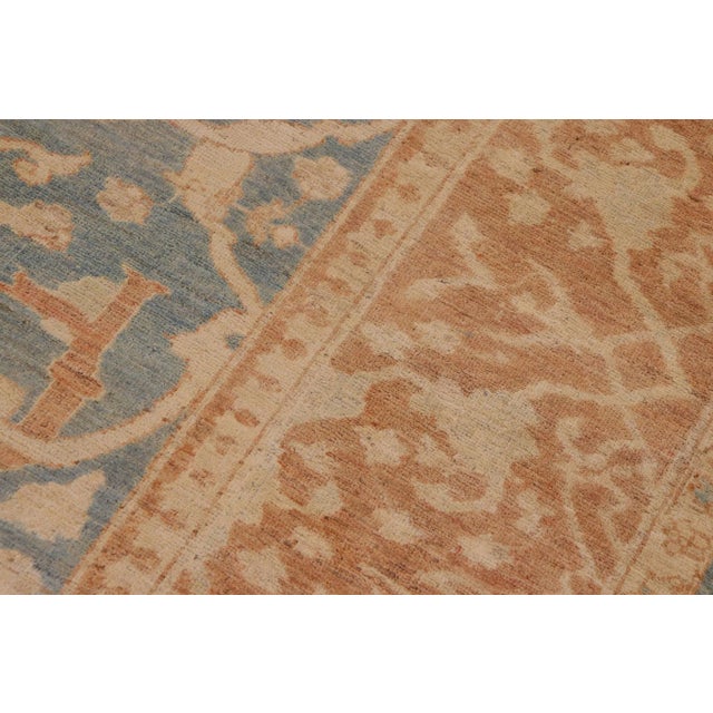 1980s 1980s Shabby Chic Sun Faded Blue/Brown Hand Knotted Wool Rug - 8'11" X 12'0" For Sale In New York - Image 6 of 9