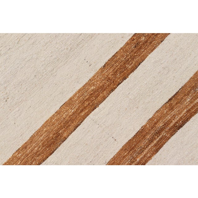 Vintage Turkish Kilim Runner With Horizontal Stripes in Ivory and Cognac For Sale - Image 12 of 12