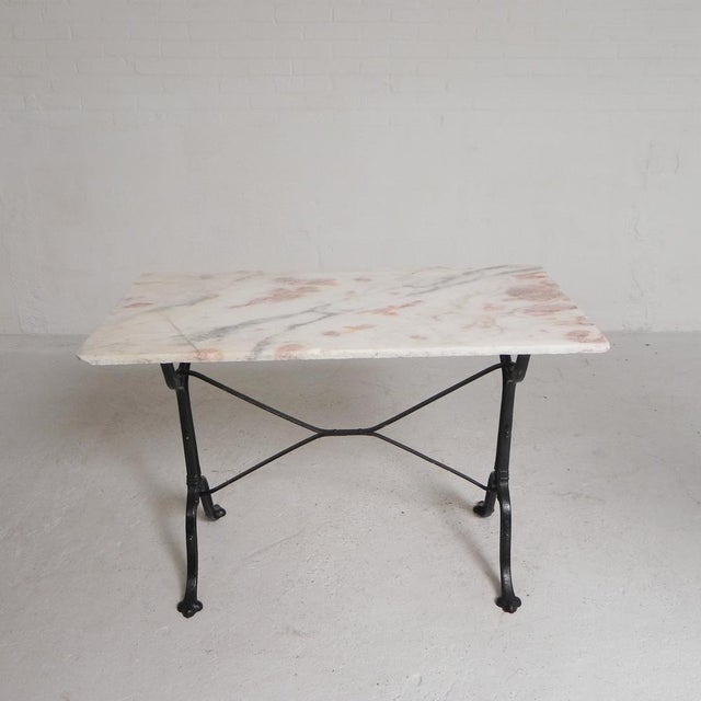 Bistro Table with Marble Top and Cast Iron Frame, Paris, France, 1930s For Sale - Image 3 of 18