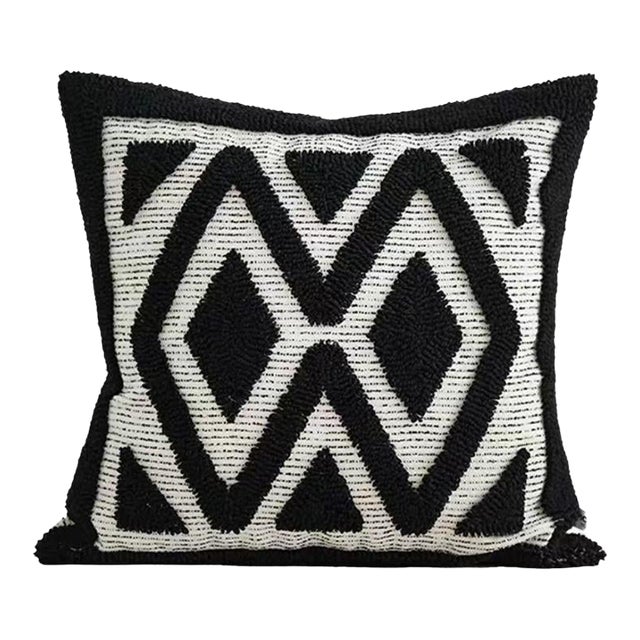 Black and White Geometric Pillow -19 Inches For Sale
