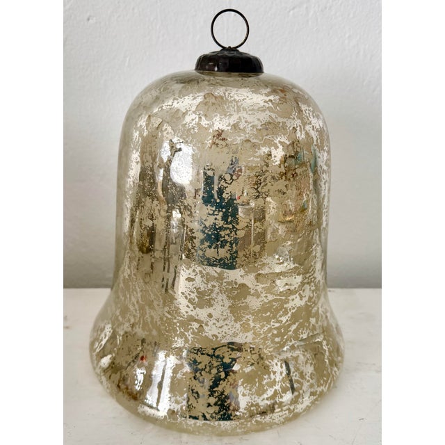 Stunning oversized mercury glass bell shaped Holliday/Christmas tree or mantel ornament.