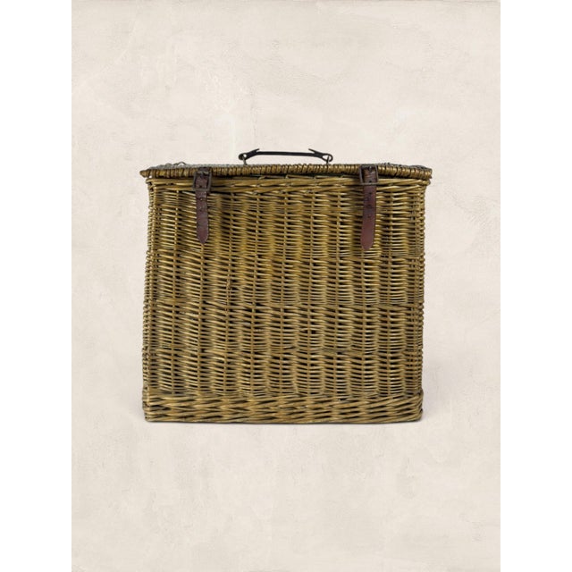 Mid-Century Modern Vintage English Coracle Picnic Basket For Sale - Image 3 of 8