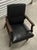Mid-20th Century Black, Button-Tufted, Faux Leather Accent Chair With Wooden Legs & Arms - Vintage Charm! For Sale - Image 14 of 15