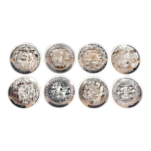 1950s Piero Fornasetti Ceramic Complete Set of Neo-Classical Mythological Gold Coasters- Mitologia Pattern