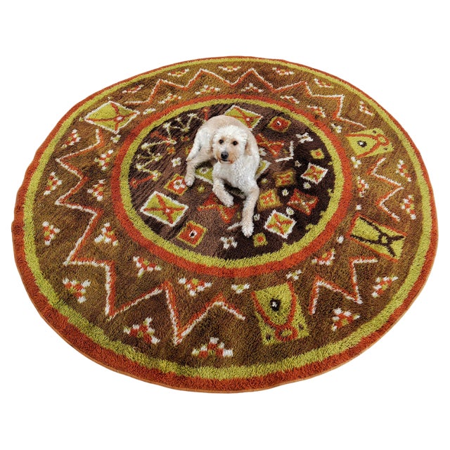 Mid-Century Modern Rug Finlandia with Nordic Traditional Symbols, Germany, 1970s For Sale