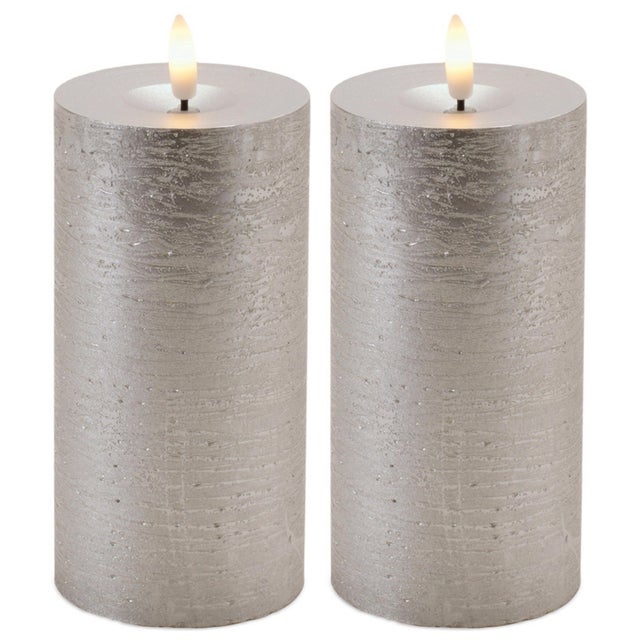 Modern Metallic FIA Wick LED Candle (Set of 2) For Sale - Image 3 of 3
