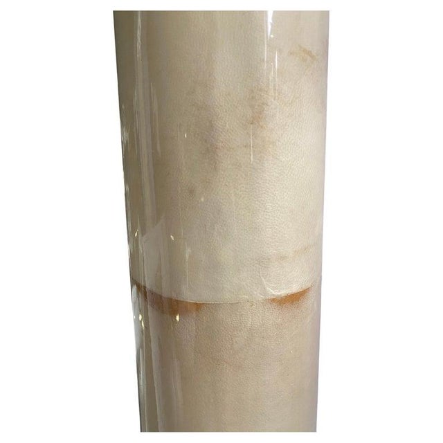 Lacquered Goat Skin and Brass Wall Mirror in the Manner of Karl Springer For Sale In Philadelphia - Image 6 of 10