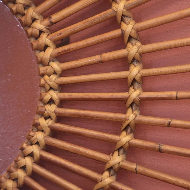 Brown French Rattan Sun Mirror, 1950s For Sale - Image 8 of 10