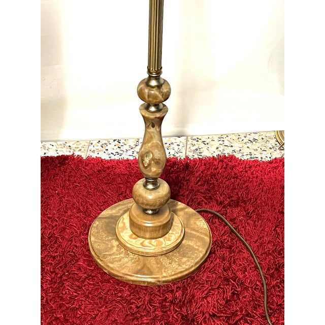 Antique Brass and Onyx Beaded Glass Shade Floor Lamp, 1950s For Sale - Image 6 of 9