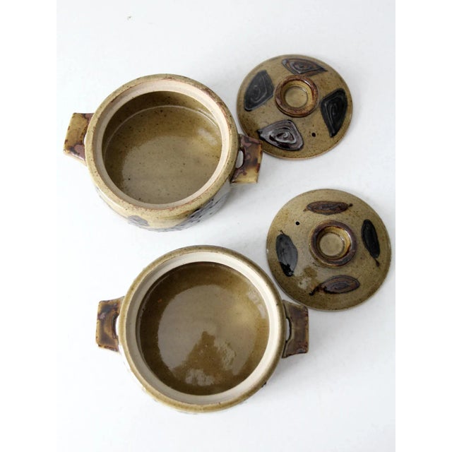 Late 20th Century Vintage Studio Pottery Covered Dishes Pair For Sale - Image 5 of 11