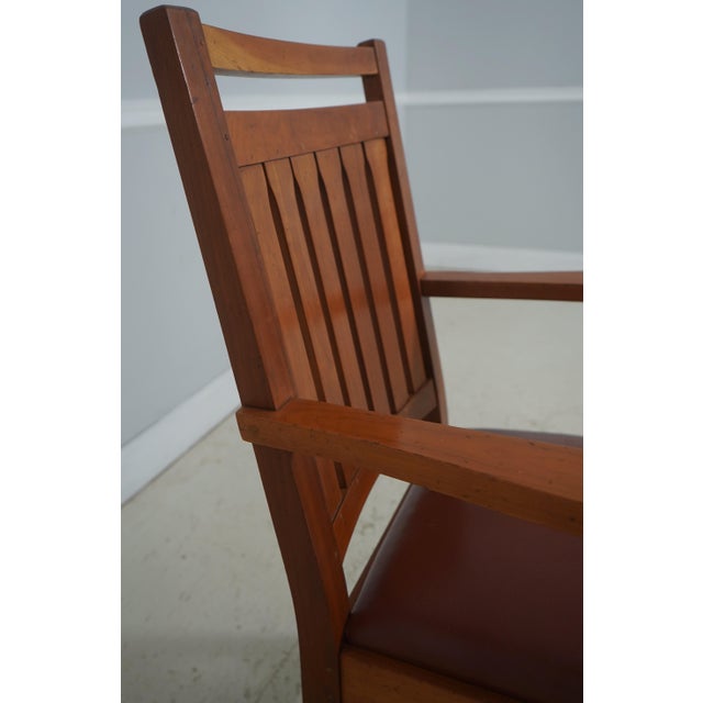 Set of 6 Mission Style Leather Seat Dining Chairs For Sale - Image 13 of 18