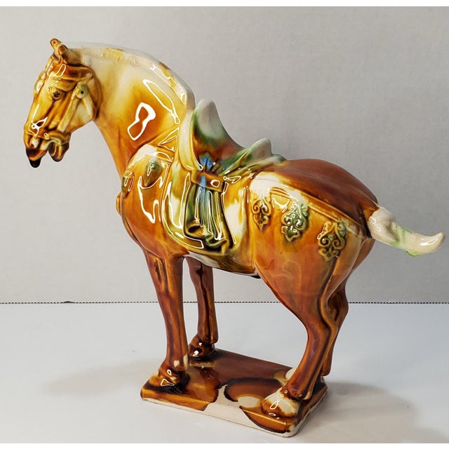 Vintage Chinese Tang Drip Glaze War Horse Figurine Chairish