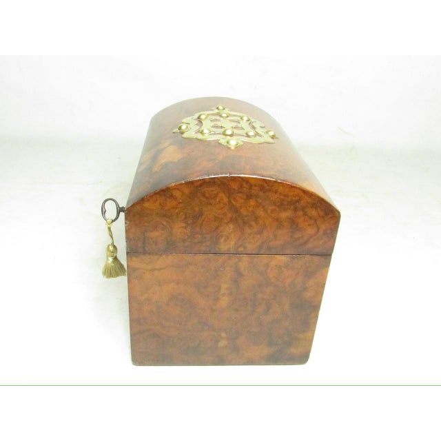Mid 19th Century Antique English Burr Walnut Tea Caddy, c.1850 For Sale - Image 5 of 18