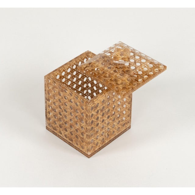 Brown Mid-Century Modern Box in Acrylic and Rattan from Christian Dior, 1970s For Sale - Image 8 of 16