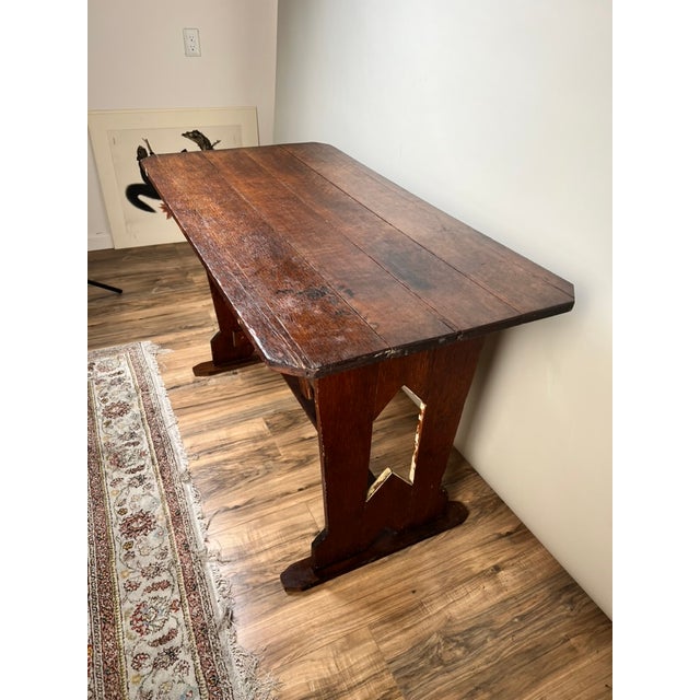 Antique Rustic Italian Fratino Trestle Table C. Late 19th Century For Sale - Image 4 of 9
