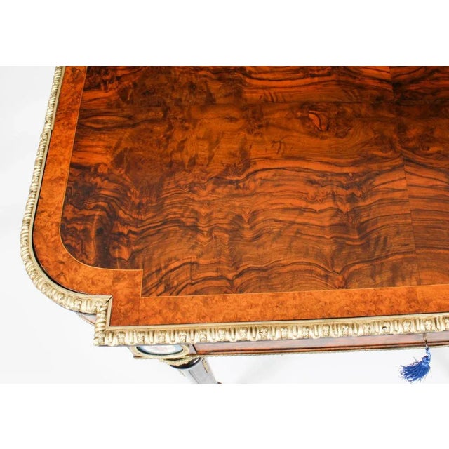 Antique French Burr Walnut Sevres & Ormolu Mounted Writing Table Desk, 19th Century For Sale - Image 5 of 18