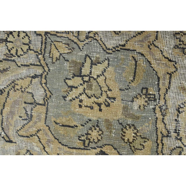 Tabriz Rug 10’1” X 12’9” Ivory Wool Vintage Distressed Hand-Knotted Carpet For Sale - Image 4 of 15