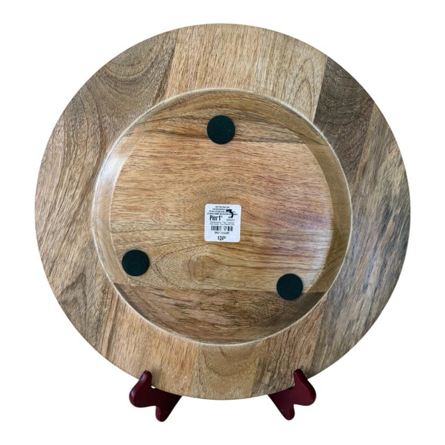 Vintage Pier 1 Imports Carved Wood Leaf and Vine 14” Charger Plates — Set of 4 For Sale - Image 4 of 9