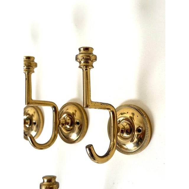 Hollywood Regency Brass Wall Coat Hooks, 1970s, Set of 7 For Sale - Image 6 of 12
