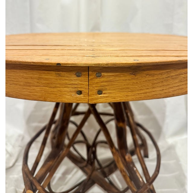 Late 20th Century Late 20th Century Pair of Adirondack Twig Side Tables With Rustic Bentwood Bases For Sale - Image 5 of 7