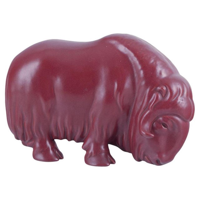 Red Danish Musk Ox in Ceramic by Svend Lindhart, 1960s For Sale - Image 8 of 8