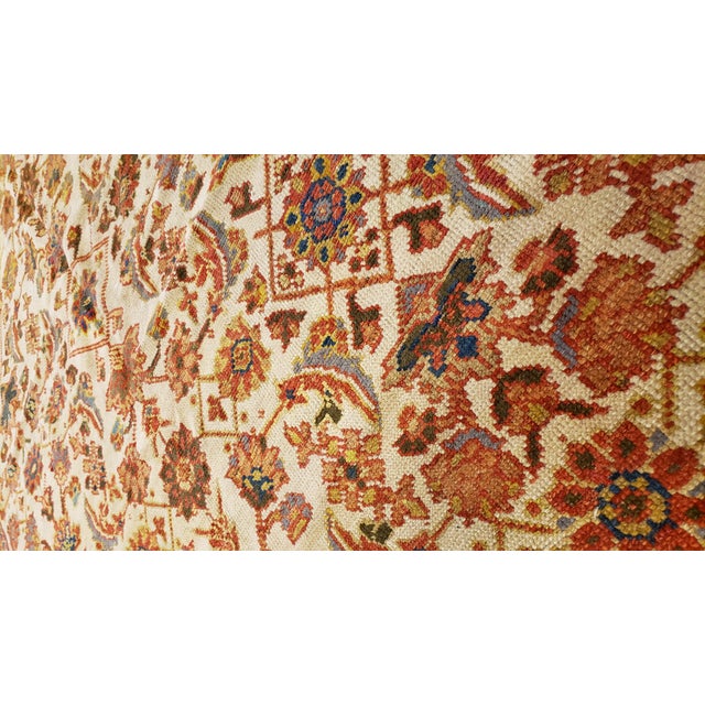 Antique Persian Sultanabad, Wool Handmade Beige, Gold, Navy and Red Oriental Rug For Sale - Image 12 of 18
