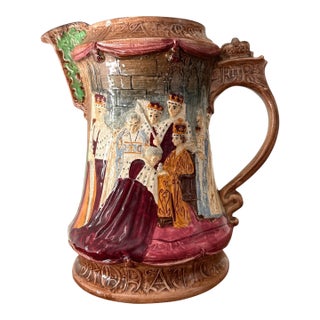 Vintage Burleigh Ware Coronation Jug — Queen Elizabeth II Commemorative Relief Pitcher — 8.5” For Sale
