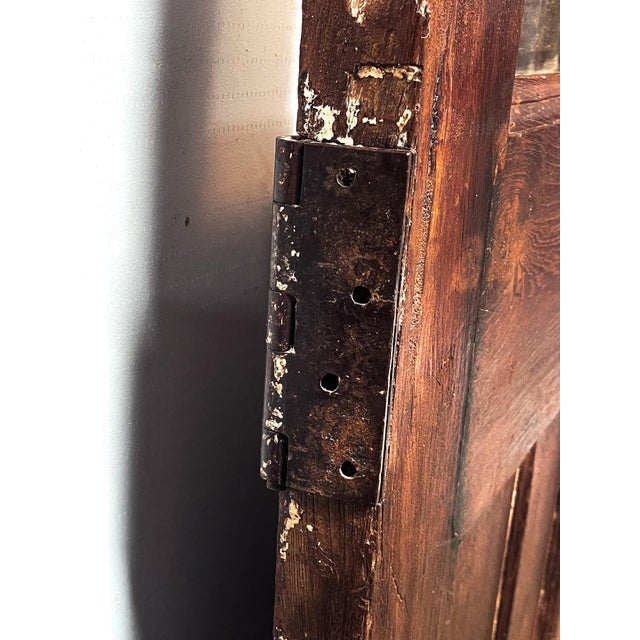 Mid-Century Modern French Door Panels With Arch Top 14 Panes of Glass Set Size 87 X 46 For Sale - Image 3 of 12
