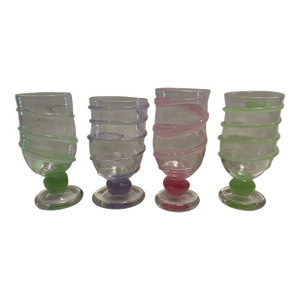 1990s Contemporary Art Glass Goblets by Arien - Set of Four