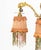Art Deco Chinoiserie Style Six-Branch Chandelier, the gilt metal mythical beast motif arms stemming from a red tole peinte...