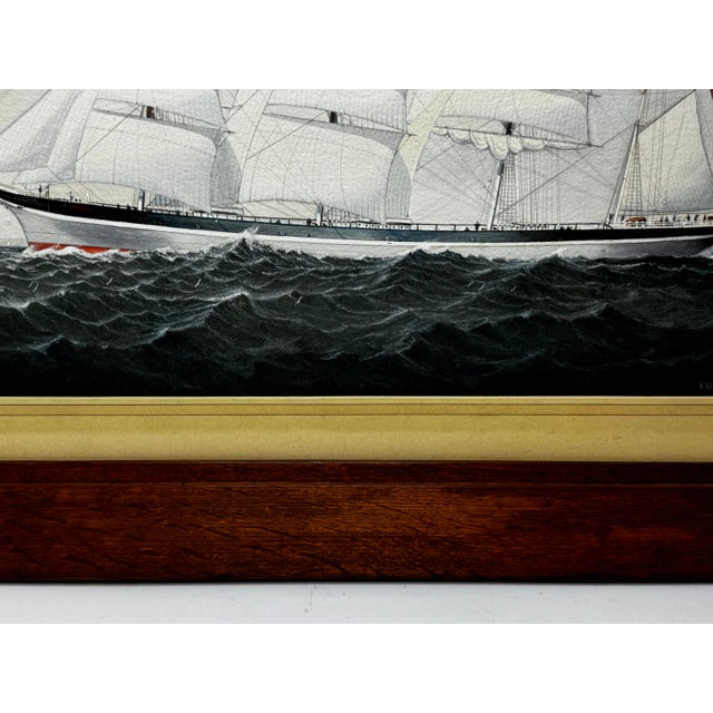 Late 19th Century British Marine Painting of the Four-Masted Barque Sindia, in the Manner of Richard Henry Neville-Cumming For Sale - Image 10 of 16