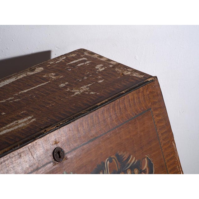 Antique swedish painted slant front desk or scandinavian folk bureau, crafted in solid wood and dated 1783, originating...