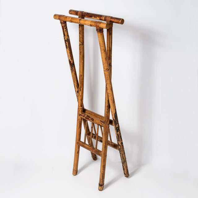 Camel Antique Anglo-Japanese Aesthetic Movement Scorched Bamboo and Lacquer Butler Tray Table For Sale - Image 8 of 9