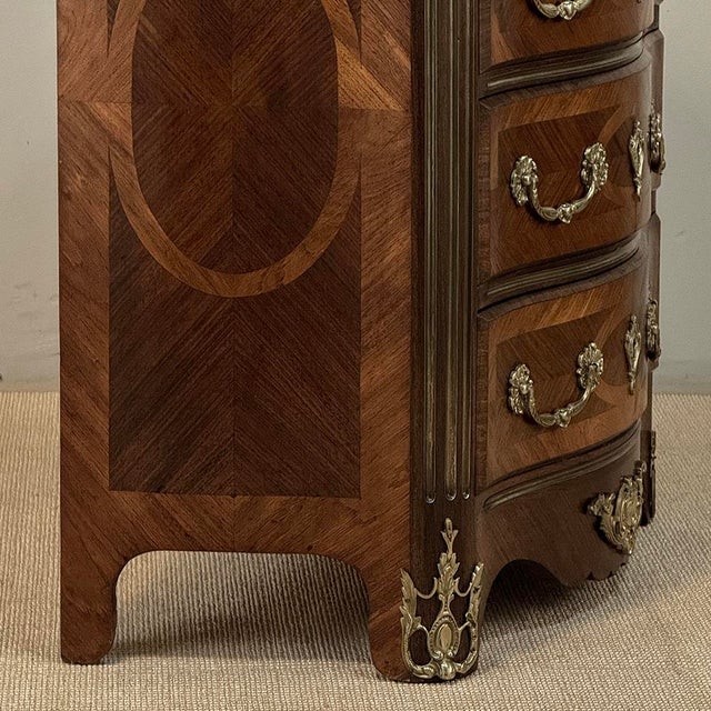 19th Century French Louis XIV Style Marquetry Marble Top Commode For Sale - Image 12 of 18